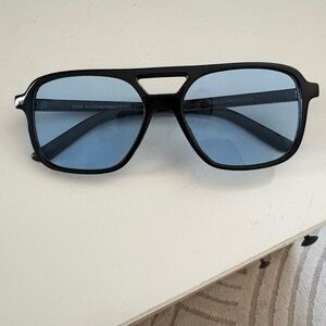 Stylish Black Sunglasses with Blue Lenses